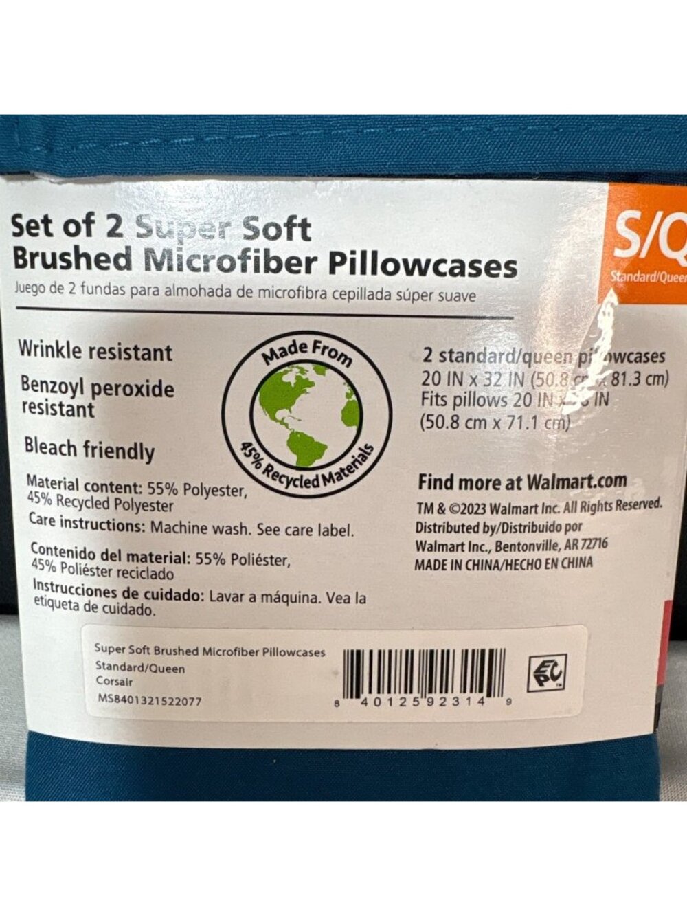 Mainstays Set Of 2 Super Soft Brushed Microfiber Pillowcases Standard/Queen - Picture 6 of 8